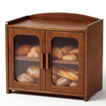 Florwish Bread Box for Kitchen Countertop, Large Capacity Wooden Bread Box, Farmhouse Bread Storage, 2 Tier Corner Bread Box for Homemade Bread, Sourdough Bread and Bagels
