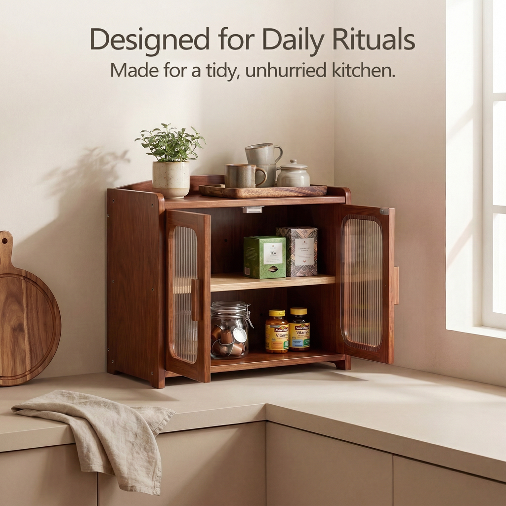 Florwish Bread Box for Kitchen Countertop, Large Capacity Wooden Bread Box, Farmhouse Bread Storage, 2 Tier Corner Bread Box for Homemade Bread, Sourdough Bread and Bagels